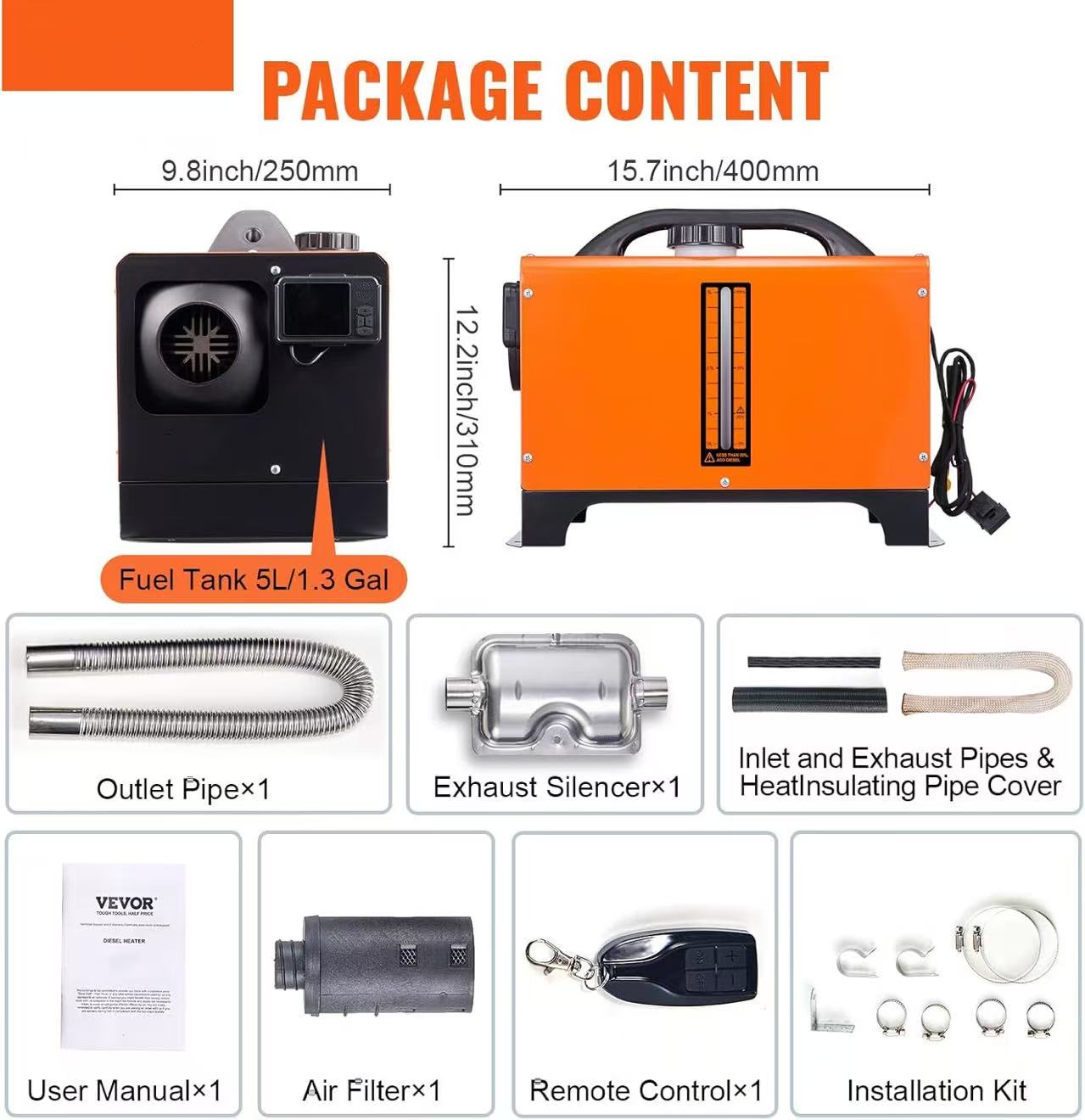 💥Only $45.99 Last Day Promotion!-8KW Diesel Heater All in One, Diesel Air Heater with Bluetooth App Control
