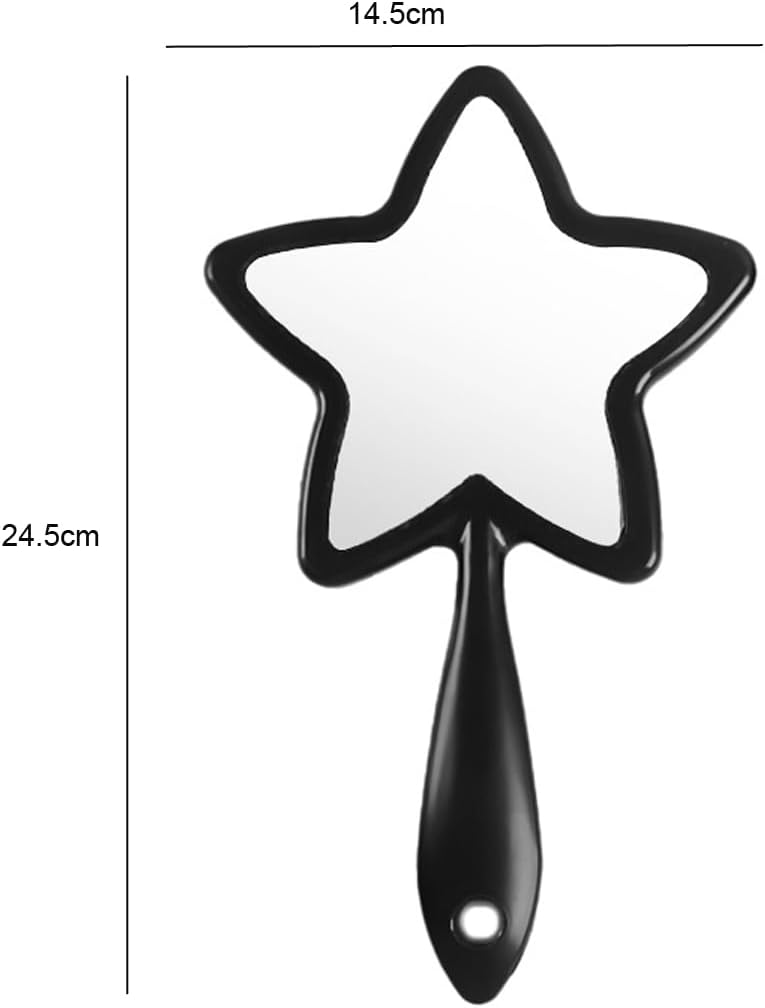 Star-Shaped Handheld Mirror – Black Cosmetic Mirror with Handle (Creative Design)