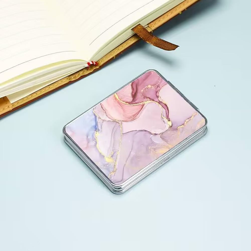 Marble Pattern Pocket Folding Makeup Mirror – Double-Sided Compact Mirror