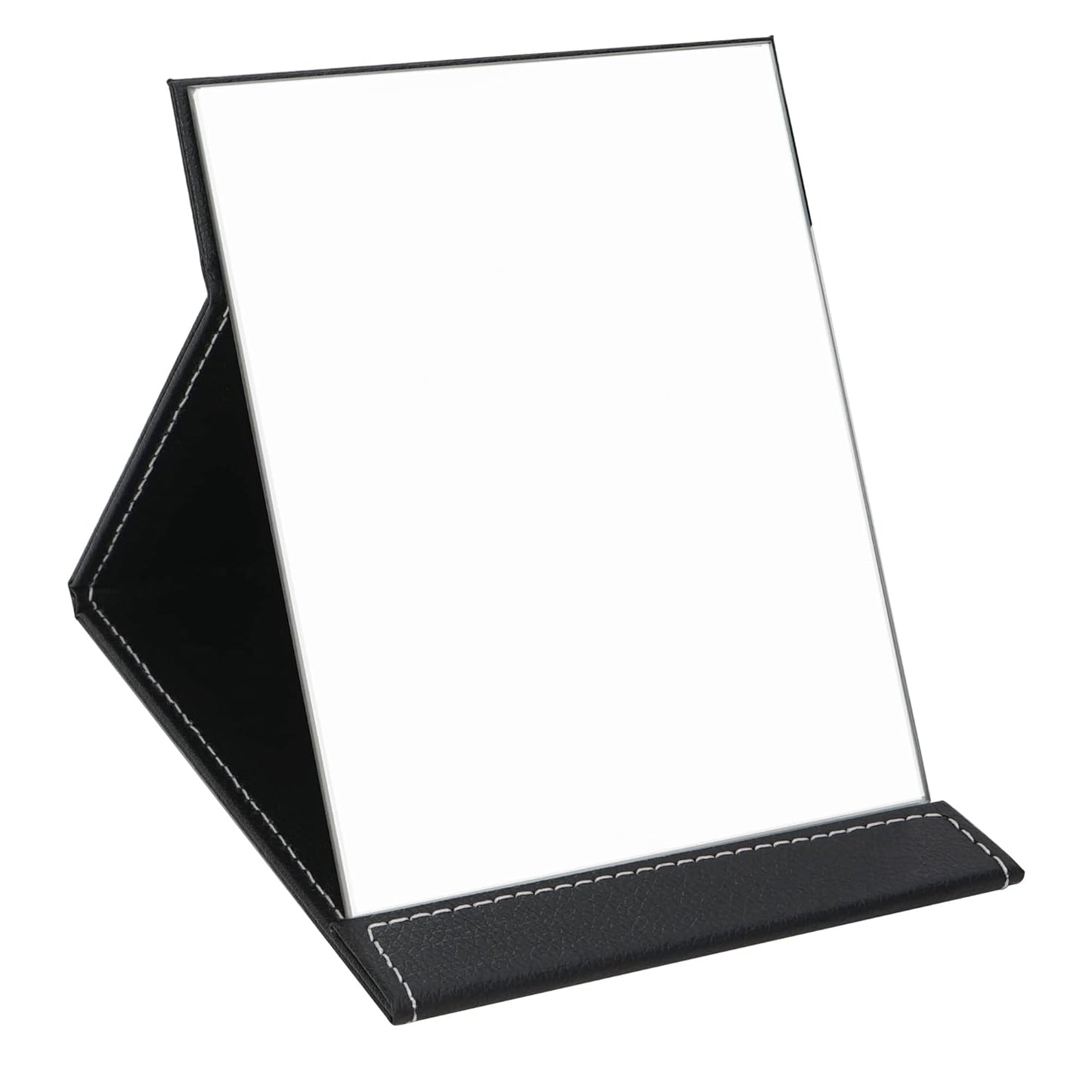 Portable Folding Makeup Mirror – Slim Leather Desk Mirror with Adjustable Stand