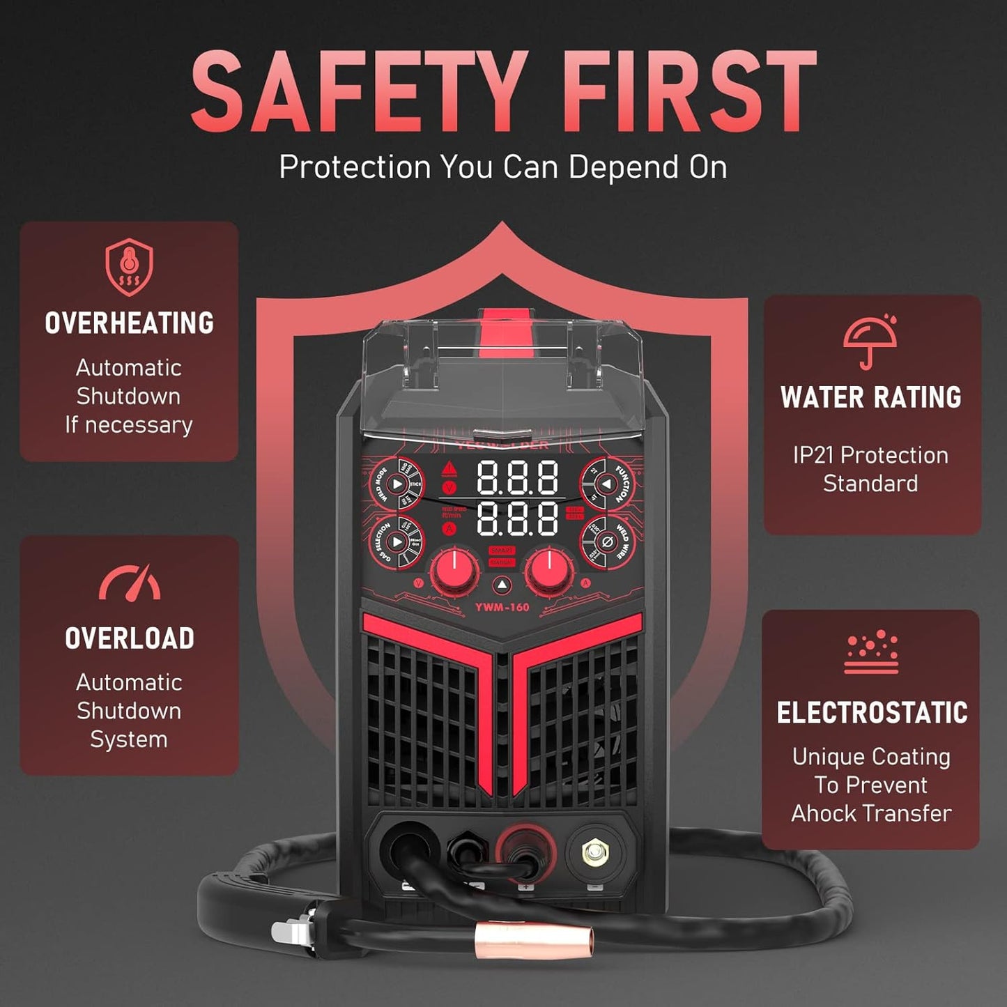 💥Only $49.99 Last Day Promotion!-Stick 3-in-1 Large LED Digital Display Welding Machine IGBT Inverter Welder FLUX-135PRO