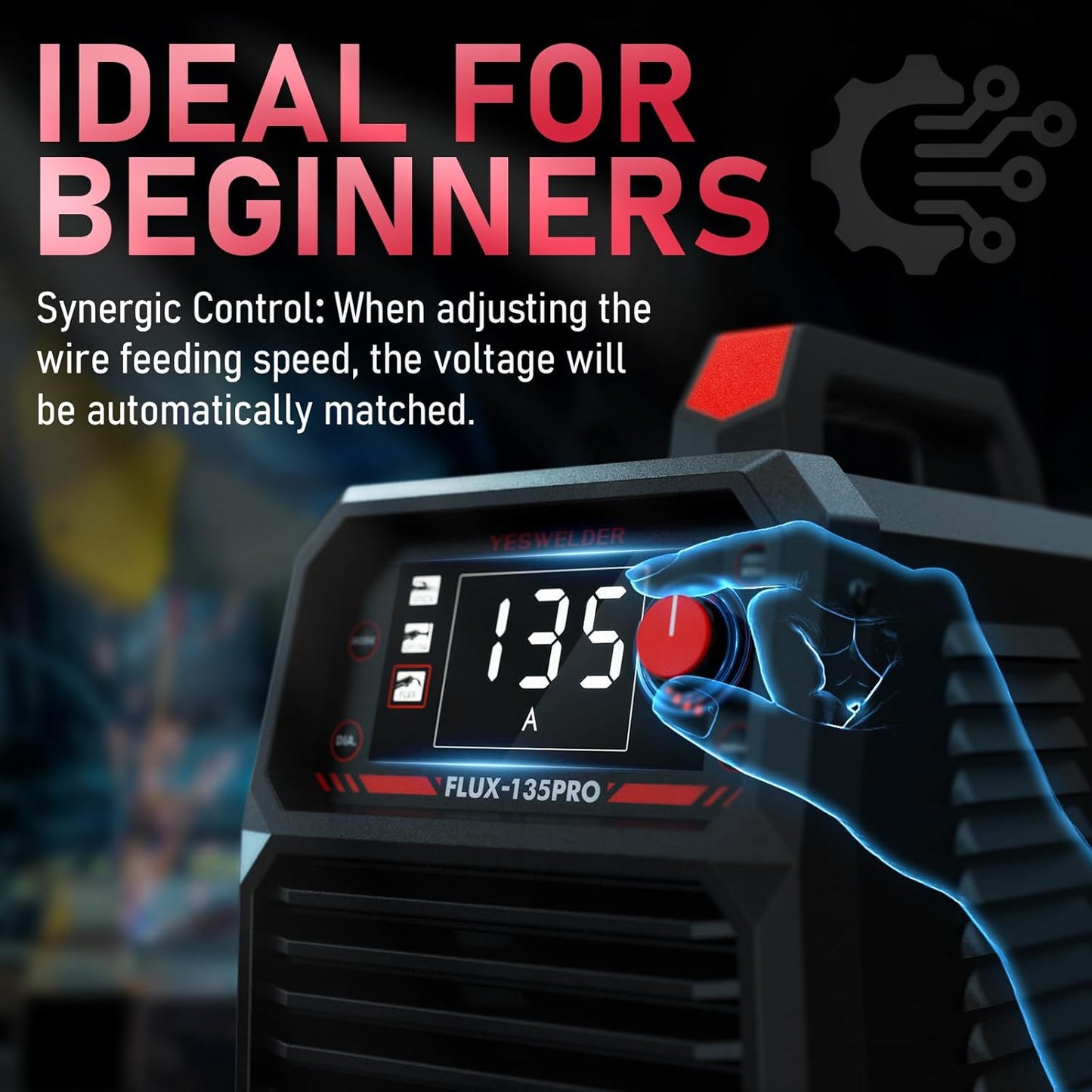 💥Only $49.99 Last Day Promotion!-Stick 3-in-1 Large LED Digital Display Welding Machine IGBT Inverter Welder FLUX-135PRO