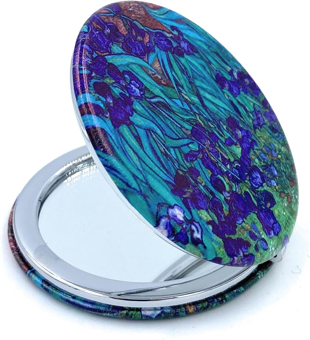 Compact Dual-Sided Pocket Mirror – 1X Regular & 2X Magnifying Glass – Round Mini Folding Purse Mirror