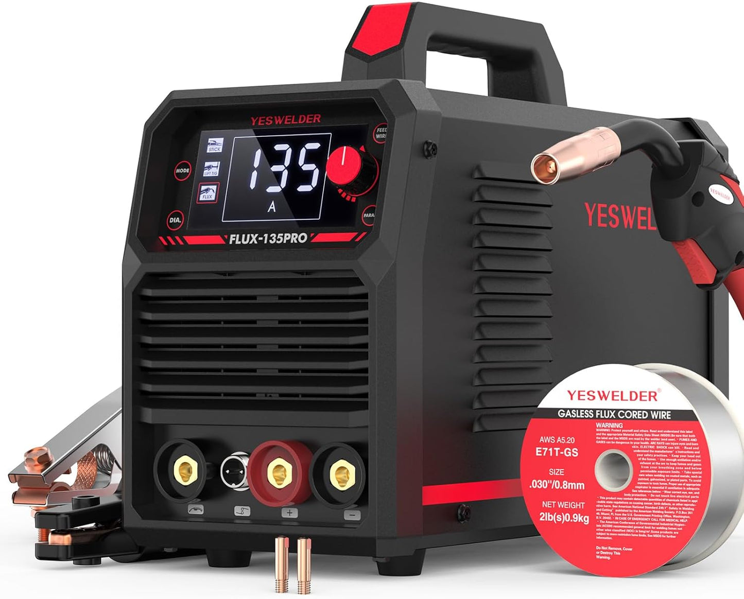 💥Only $49.99 Last Day Promotion!-Stick 3-in-1 Large LED Digital Display Welding Machine IGBT Inverter Welder FLUX-135PRO