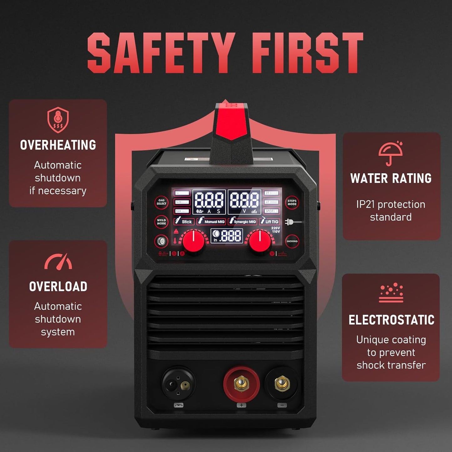 💥Only $49.99 Last Day Promotion!-Stick 3-in-1 Large LED Digital Display Welding Machine IGBT Inverter Welder FLUX-135PRO