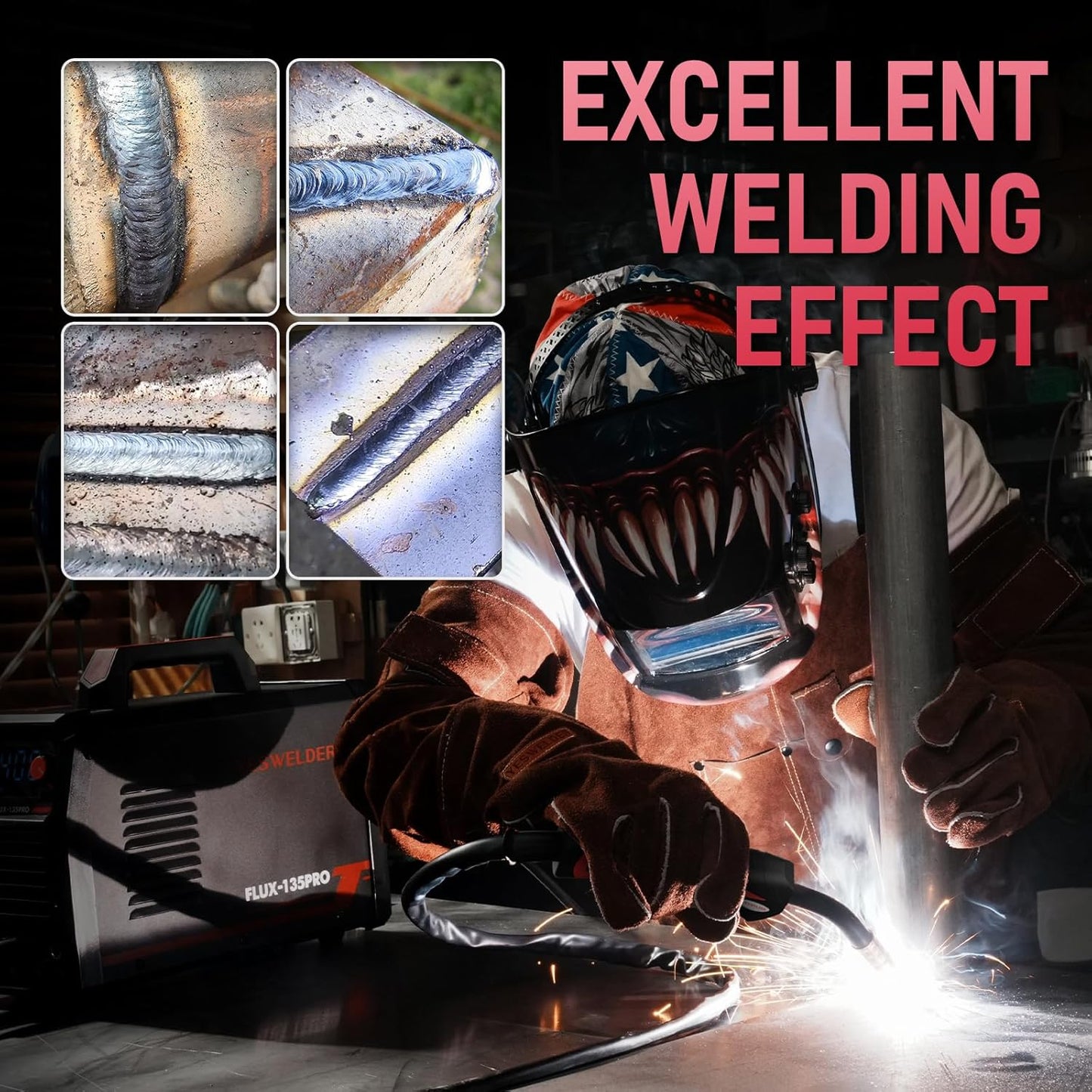 💥Only $49.99 Last Day Promotion!-Stick 3-in-1 Large LED Digital Display Welding Machine IGBT Inverter Welder FLUX-135PRO