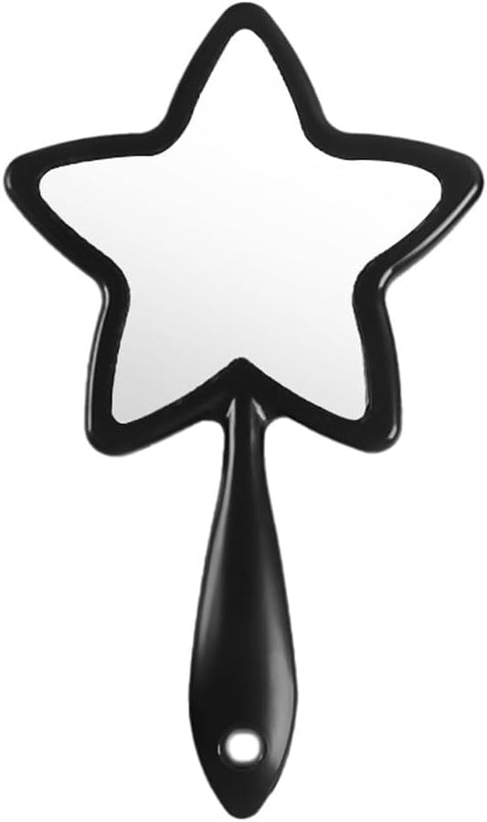Star-Shaped Handheld Mirror – Black Cosmetic Mirror with Handle (Creative Design)