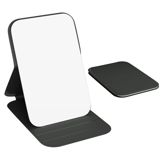 Portable Folding Makeup Mirror – Ultra Thin Pocket Travel Mirror – Dual-Sided Compact Square Mirror – Black Handheld Mirror for Women