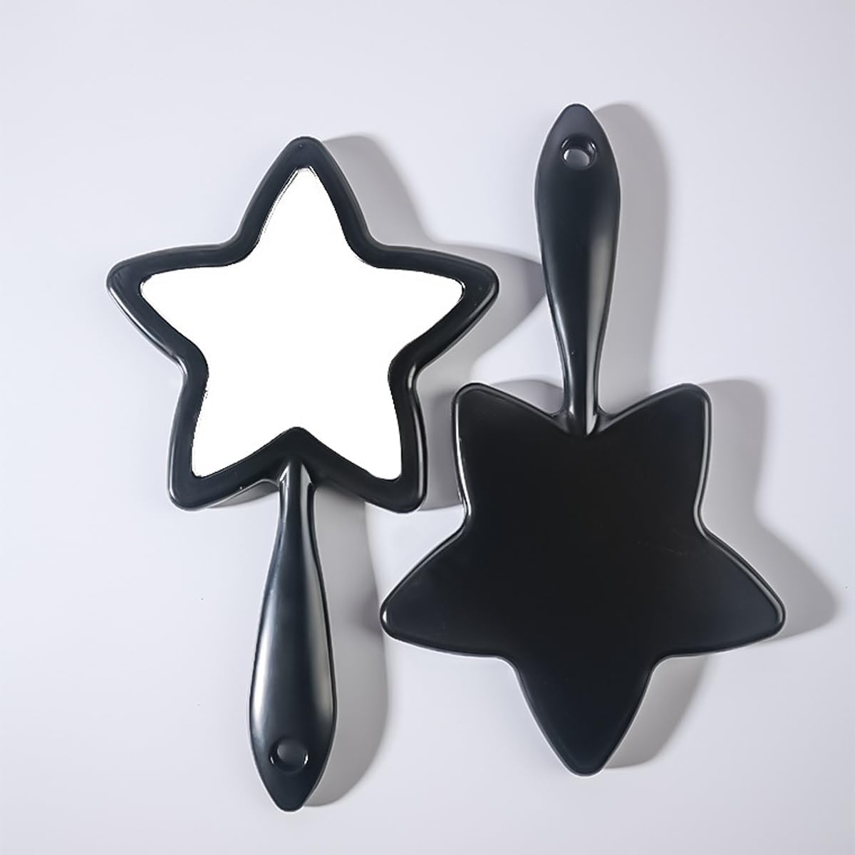 Star-Shaped Handheld Mirror – Black Cosmetic Mirror with Handle (Creative Design)