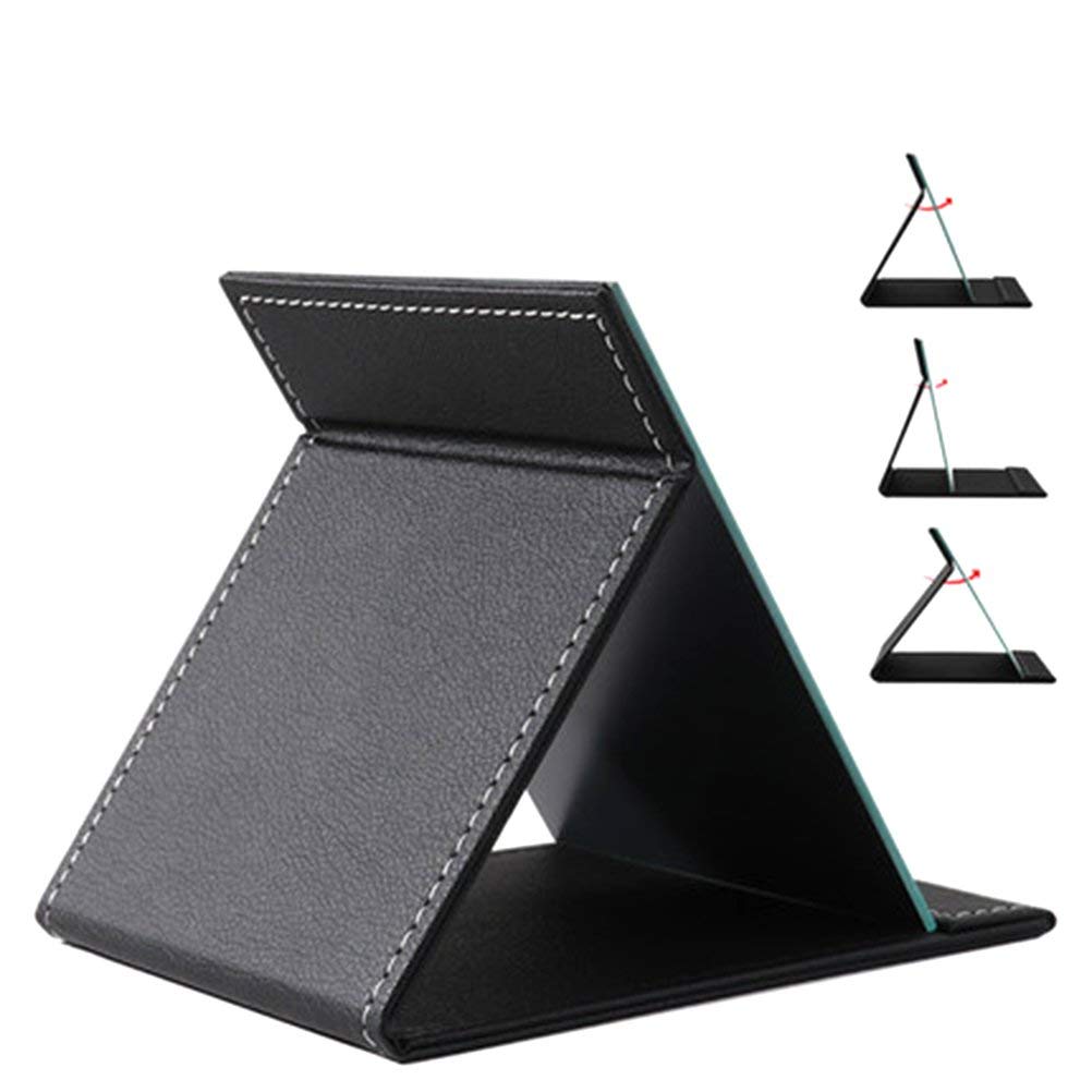 Portable Folding Makeup Mirror – Slim Leather Desk Mirror with Adjustable Stand