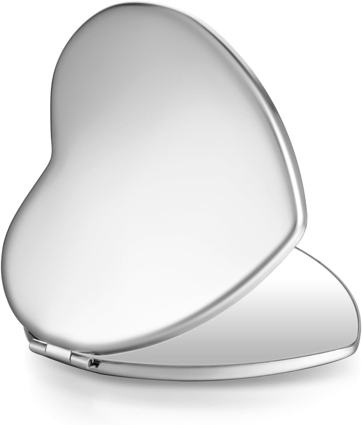Heart-Shaped Compact Mirror – Double-Sided Folding Pocket Mirror (Metal Finish)