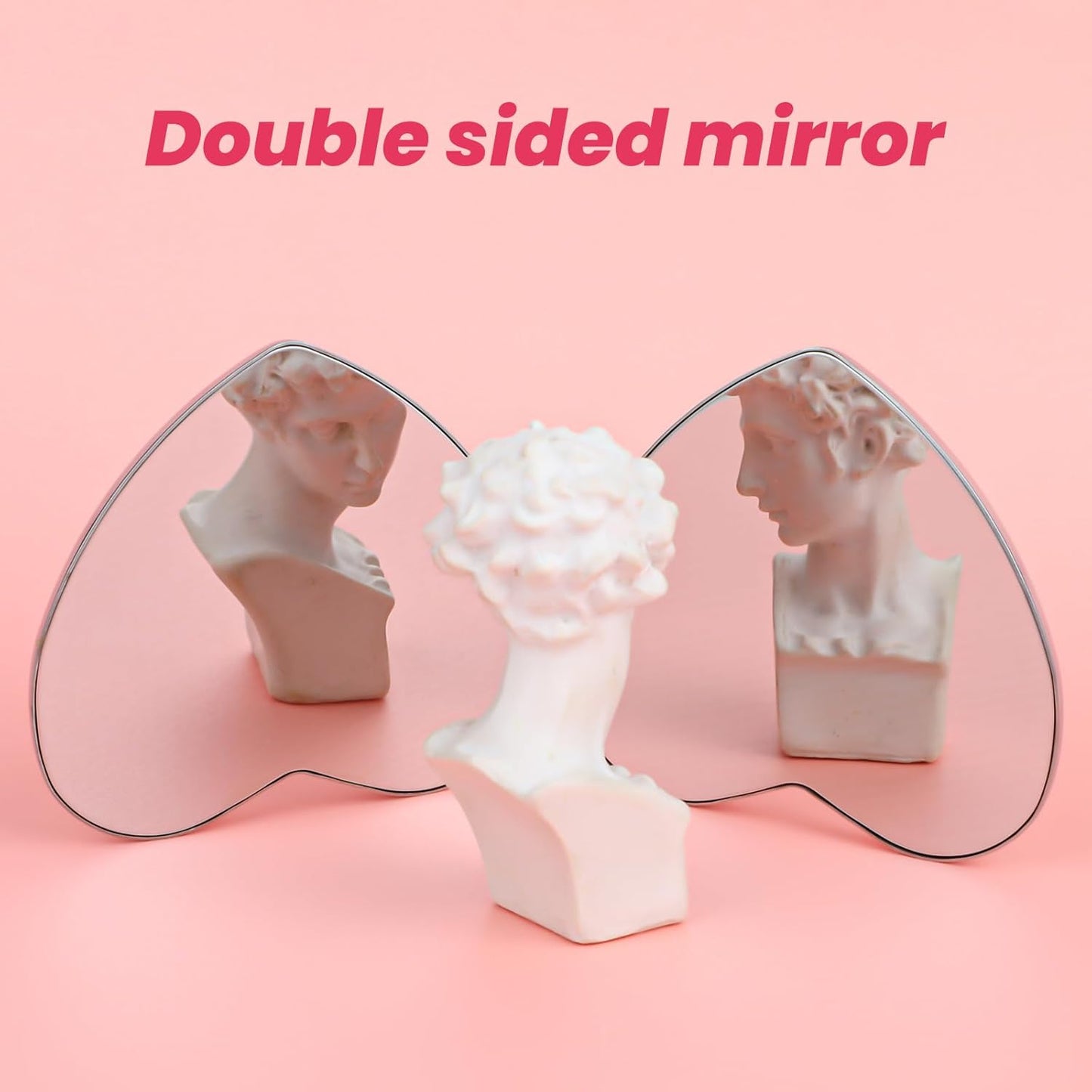 Heart-Shaped Compact Mirror – Double-Sided Folding Pocket Mirror (Metal Finish)