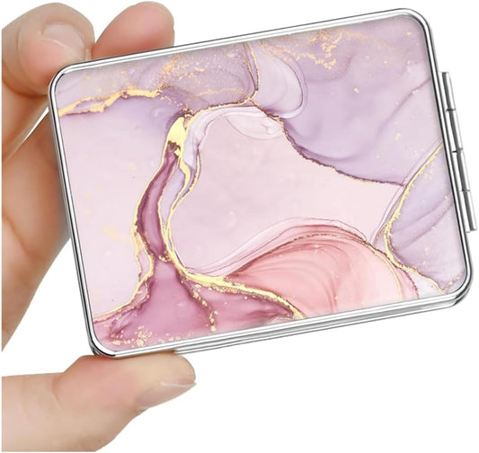 Marble Pattern Pocket Folding Makeup Mirror – Double-Sided Compact Mirror