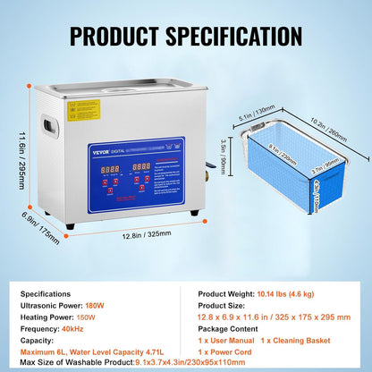 💥Only $39.99 Last Day Promotion!-Ultrasonic Cleaner 6L Ultrasonic Vinyl Cleaner