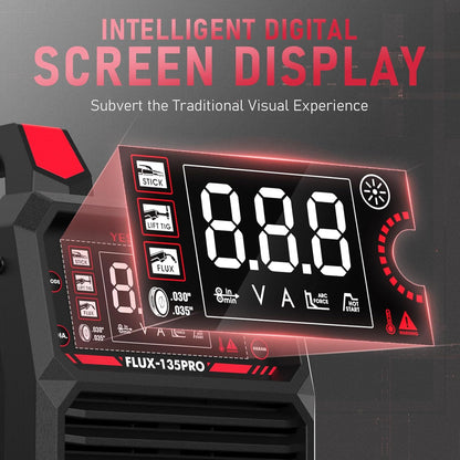 💥Only $49.99 Last Day Promotion!-Stick 3-in-1 Large LED Digital Display Welding Machine IGBT Inverter Welder FLUX-135PRO