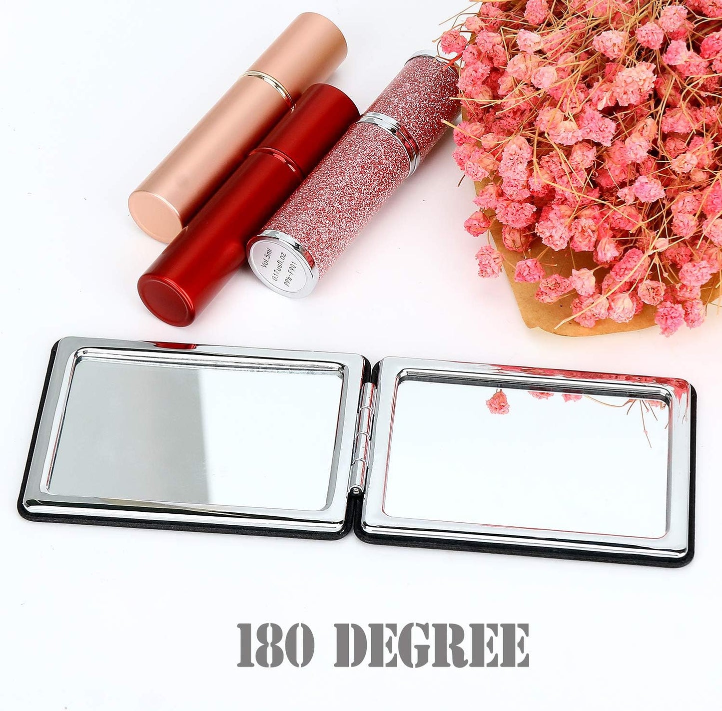 Stylish Portable Folding Makeup Mirror – Dual-Sided Compact Mirror with 180° Opening, Pocket-Size Travel Mirror for Women